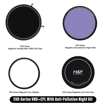H&Y HD EVO-Series Anti-pollution Night Variable ND3-1000+CPL Filter Kit - H&Y Filter