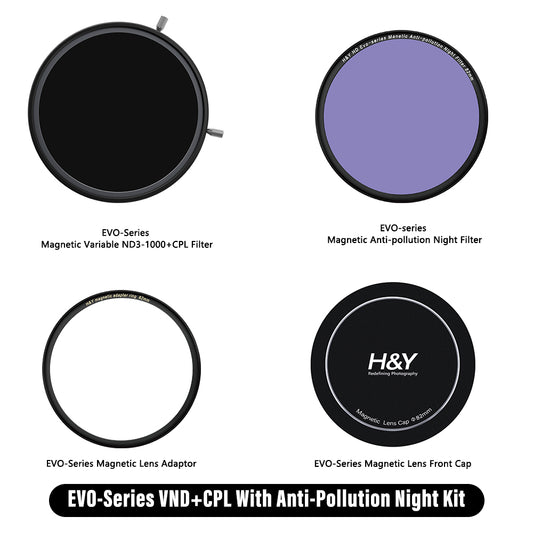 H&Y HD EVO-Series Anti-pollution Night Variable ND3-1000+CPL Filter Kit - H&Y Filter
