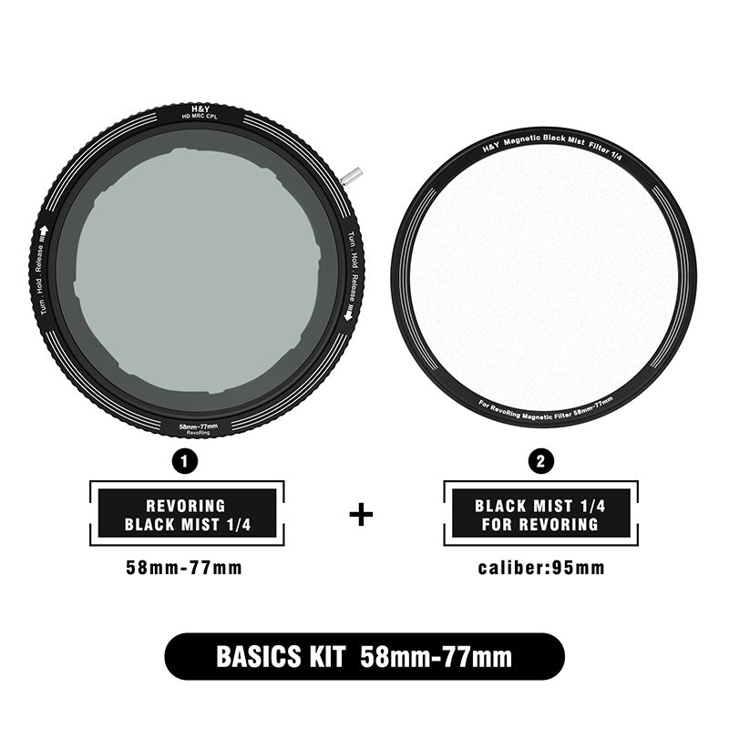 H&Y RevoRing MRC CPL Mist Black 1/4 Magnetic Clip-on Filter Kit - H&Y Filter
